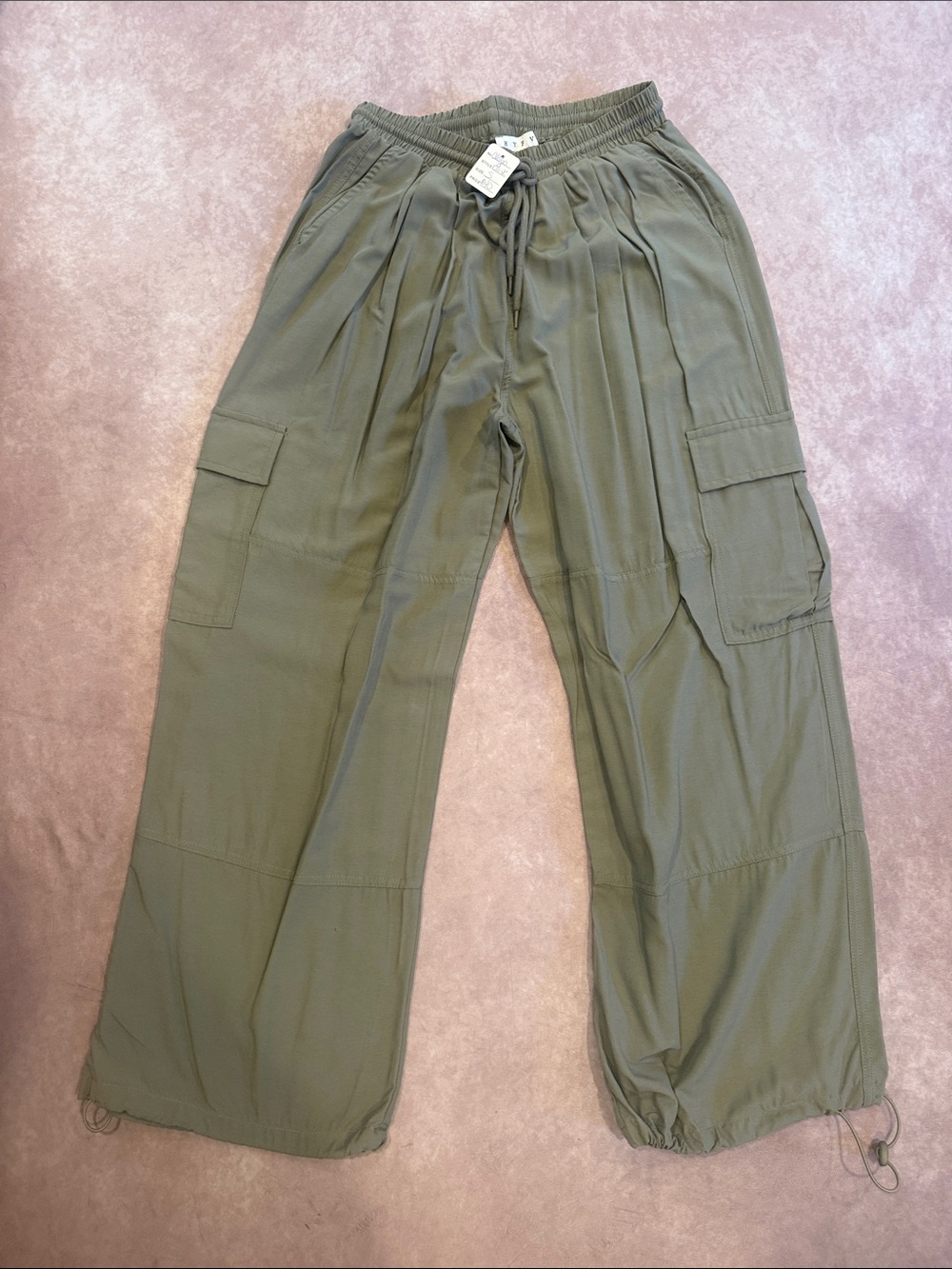 HYFVE Olive Green Wide-Leg Cargo Ankle Pants